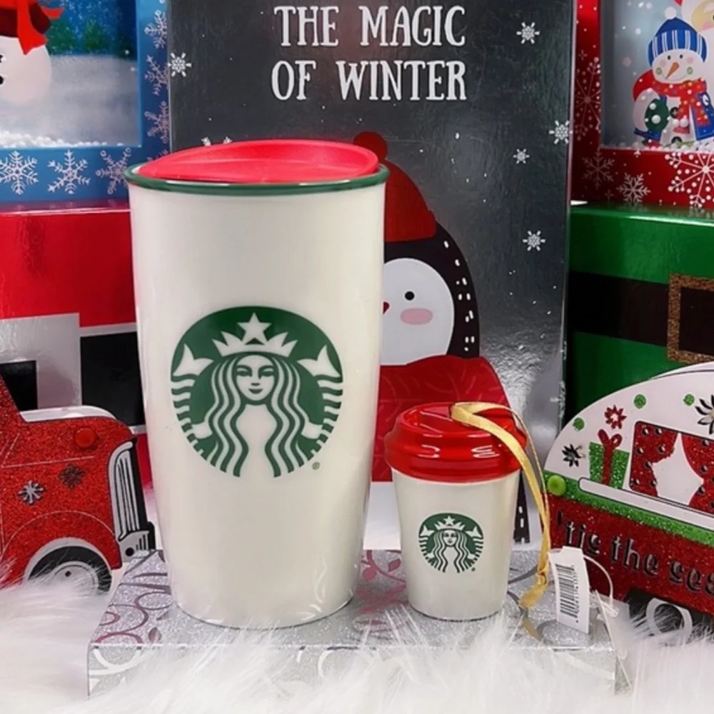 Disney Starbucks Mug Tumbler Happy Holidays Hot Beverage‎ Cup & Ornament